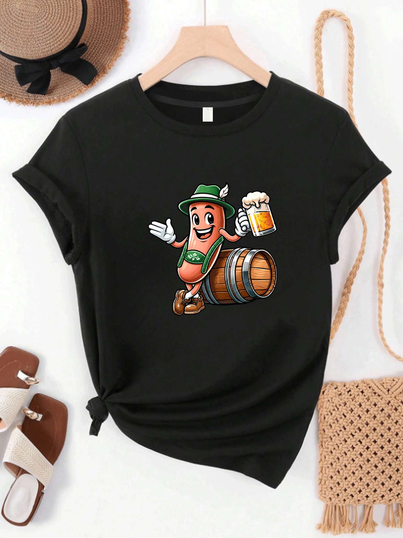 【MYJ062655】تي شيرت نسائي لمهرج - مراجعة Wine Beer Festival وسعره